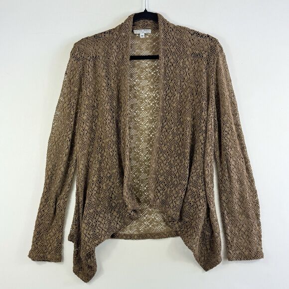 Alberto Makali Womens Medium Brown‎ Asymmetrical Hem Open Knit Cardigan Sweater - Picture 2 of 6
